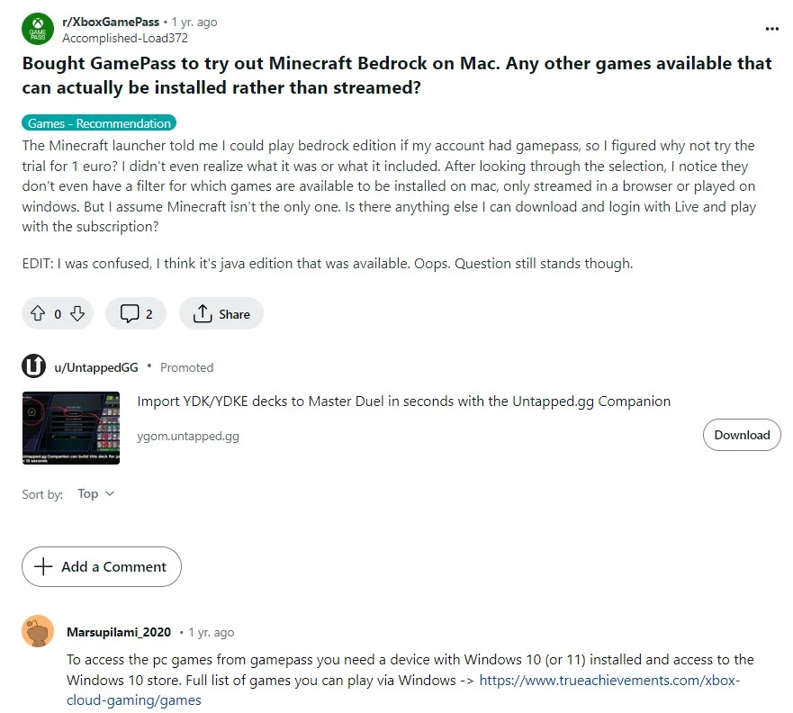 Minecraft Bedrock for Mac with Xbox Game Pass