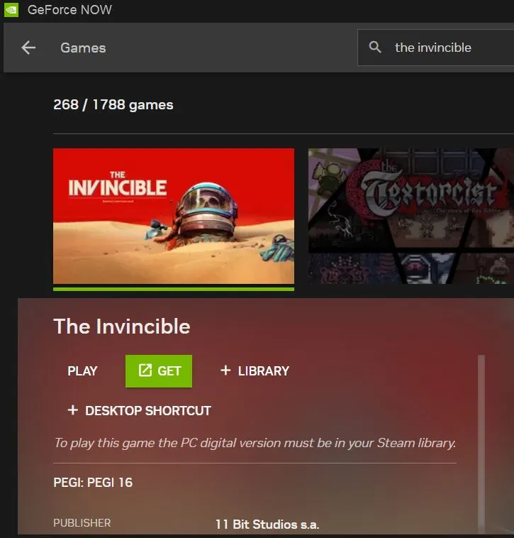 the invincible on mac with geforce now